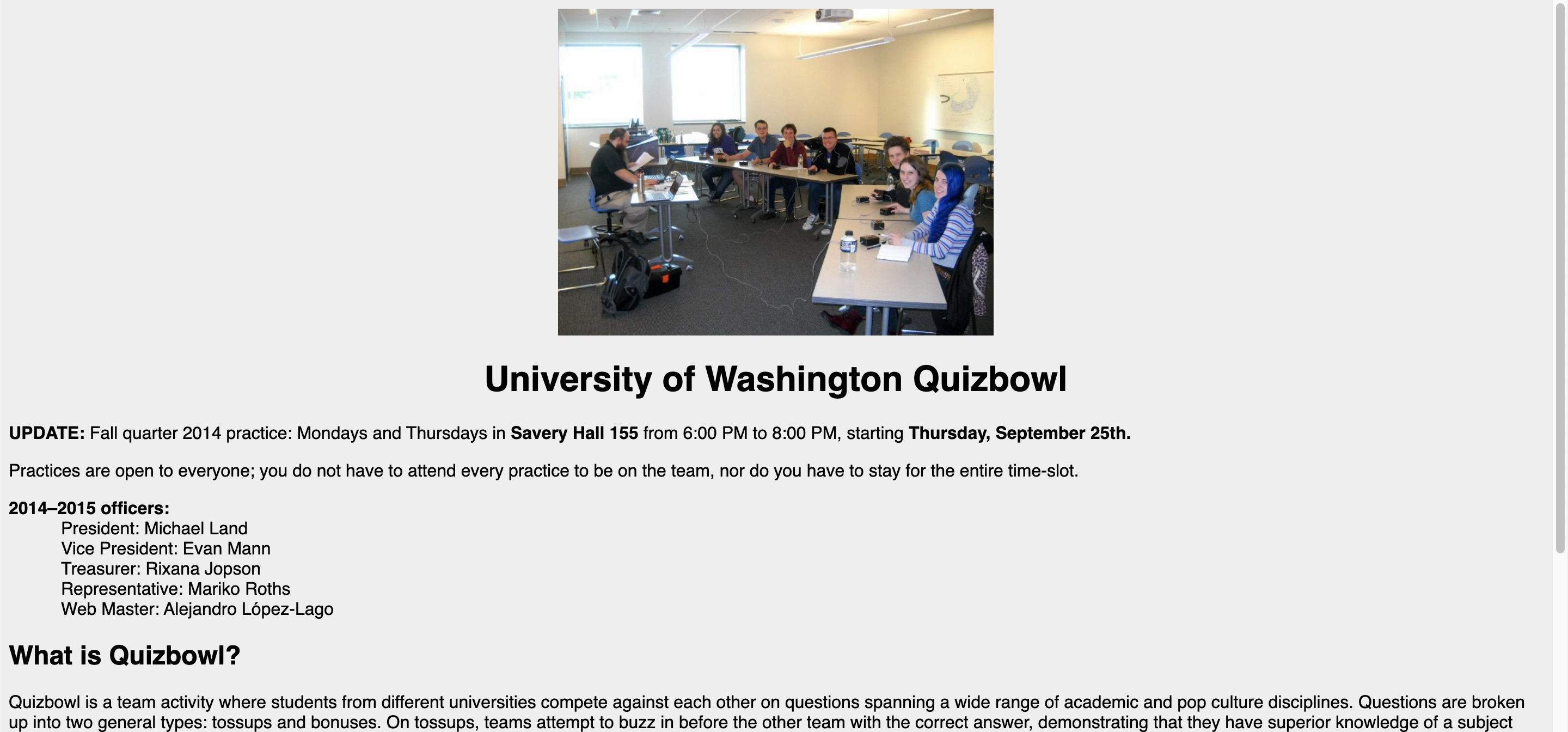 Old version of website